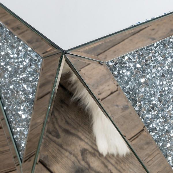 Unique Small Square Crushed Diamonds Side Table for Living Room
