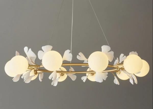 White Luxury Interior Round Ring And Big Villa Ceramic Pendant Lamp For Home