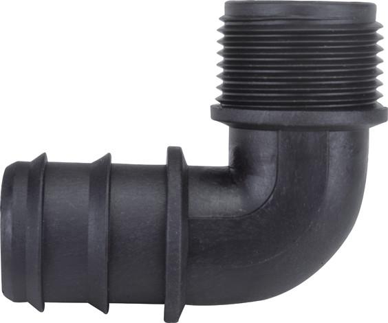 Black Male Irrigation Tubing Connectors Irrigation Elbow Fittings  Dn1'' X 1/2''