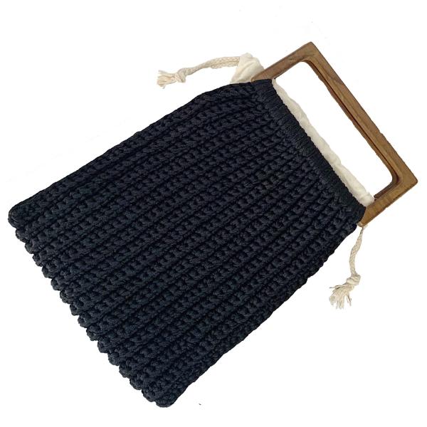 Green Crochet Hand Made Bags Ice Hemp Material with Wooden Handle OEM ODM
