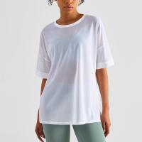 T-shirt curto da luva das mulheres tomadas partido dobro da aptidão de Mesh Stitching Casual Sports Top de brocado