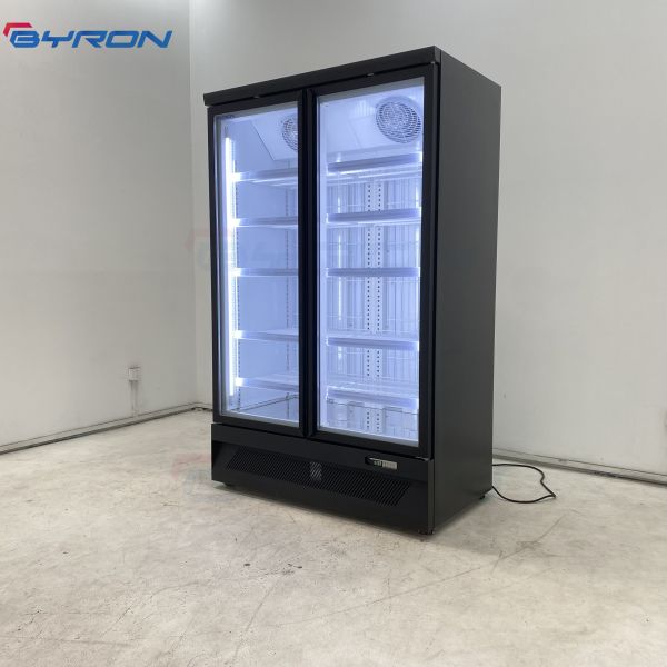 Freestanding Upright Showcase Freezer Merchandiser Two Glass Door Freezer