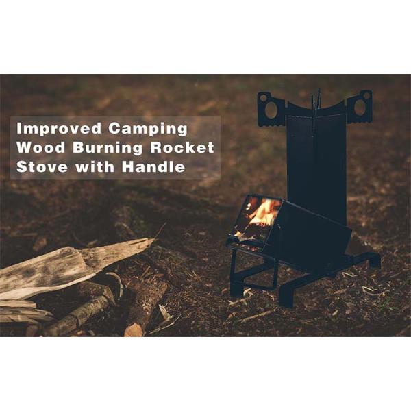 Black ISO9001 Wood Burning Patio Heater Rocket Stove Foldable 11X11