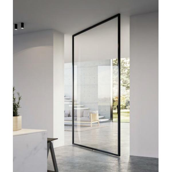 Black 6A 12A Space Aluminum Internal Glass Pivot Doors For Office