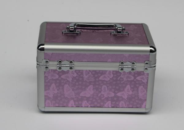Small Aluminum Beauty Nail Case Pink ABS Cosmetic Box With Mirror