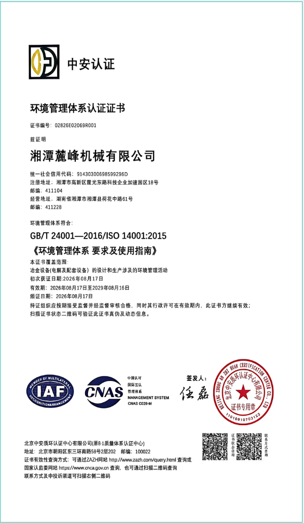 Xiangtan Lufeng Machinery Co., Ltd. Certifications
