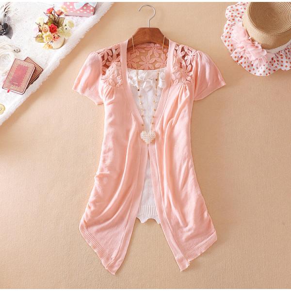 Outwear Cardigan Women Hallow Out Long Sleeve Single-breasted Button Knitted Sweater Crochet Blouse Tops