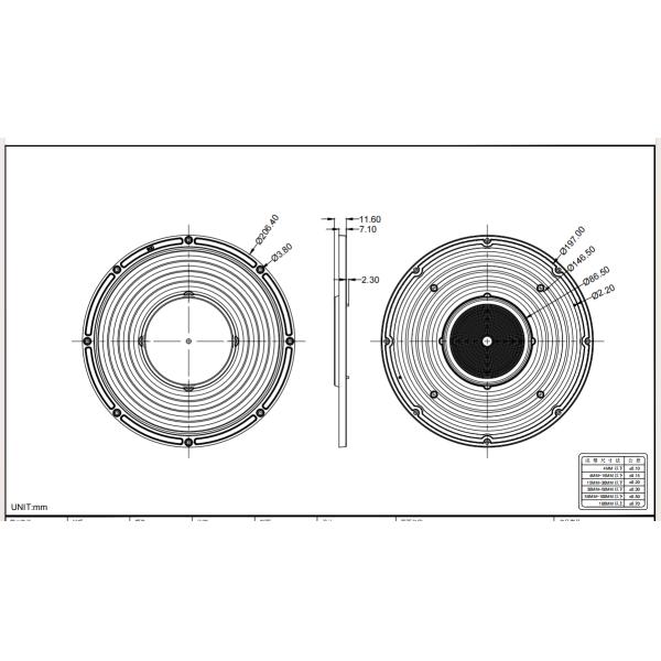 150W UFO LED High Bay Light Lens AC Type 206mm / 90 Degree 2835/ 3030 leds PC Optics Lens