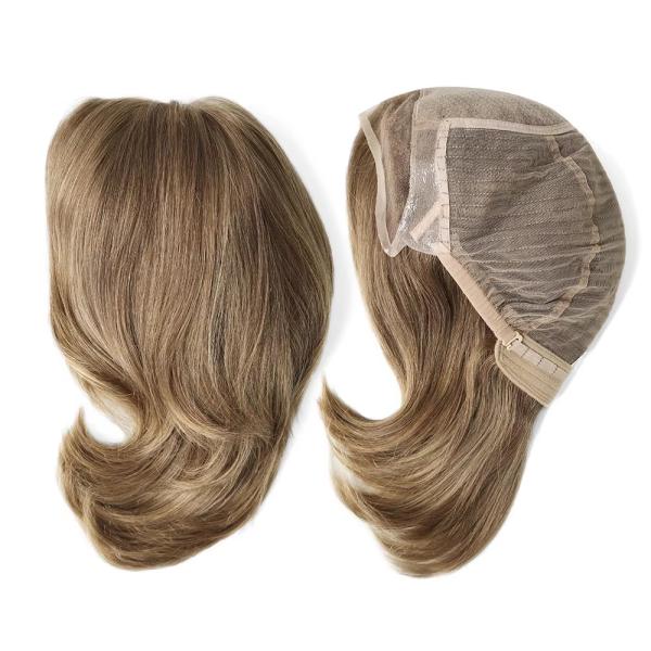 Jewish Wigs Brown Injection Silk Top Kosher Lace Front Jewish Wigs New Glueless Silk Top Human Hair short European Hair Jewish Wig