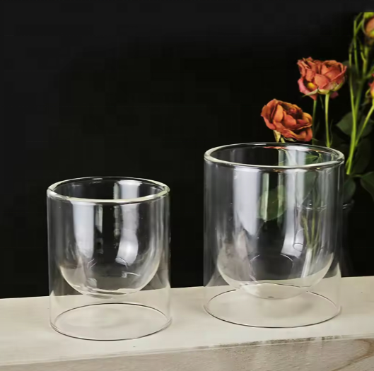 Custom High Borosilicate Glass Cup Candle Holder with Empty Bottom Luxury Style