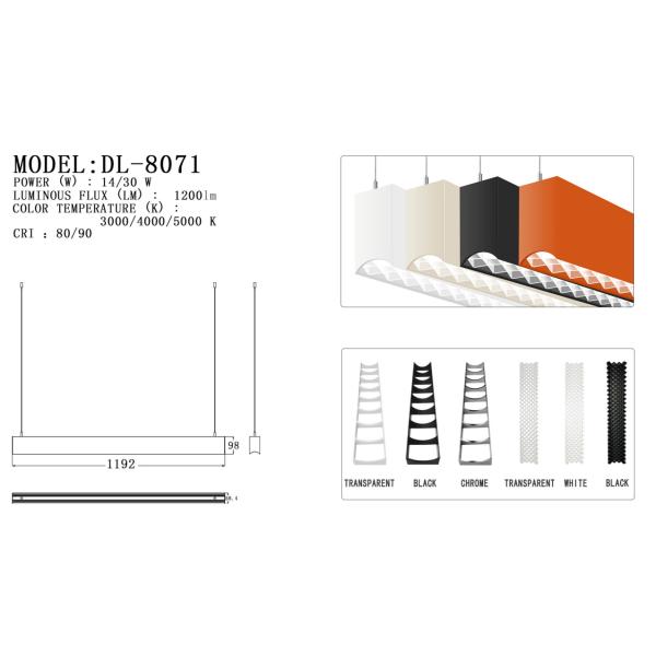 Bright LED Linear Light 14W 30W Suspended Mounted 1200mm Aluminum Profile Pendant Lighting Ceiling Light hanging