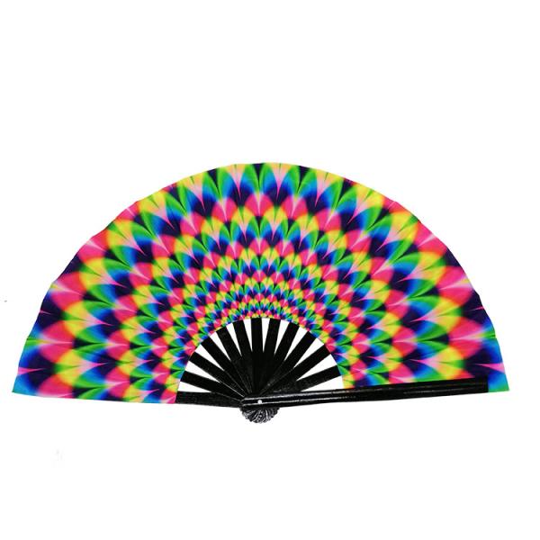 Large Bamboo Folding Hand Fan Custom Print Rave Festival Handheld Fan for Promotional Gifts