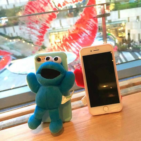 Soft TPU Korea Elmo Sesame Street 3D Plush Doll Cell Phone Case Back Cover For iPhone 7 Plus 6s