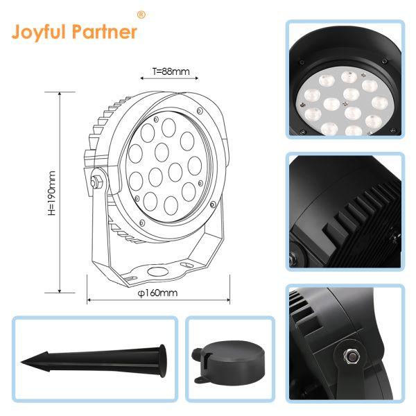 LED Garden Spot Light with Adjustable Focus Diameter 160MM 36W Built-in DMX512