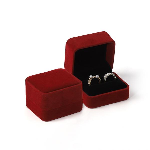 square dark green Velvet Jewelry wedding ring packaging flip Jewellery Box