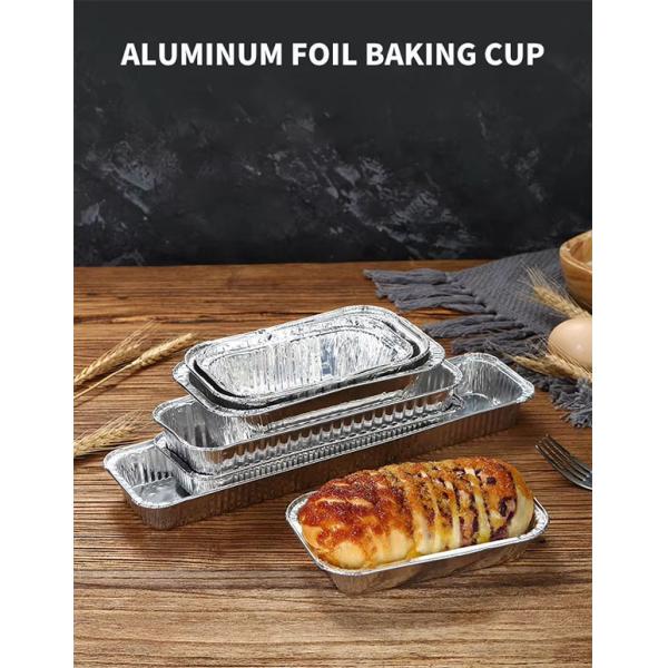 No 6A Recyclable Aluminum Foil Mini Loaf Pan 670ml Disposable Foil Tray Aluminum Foil Food Container with Plastic Lid