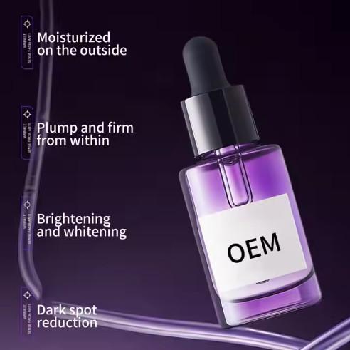 Étiquette personnalisée de blanchiment de tache d'OEM / ODM Éclaircissement du teint de la peau Sérum hydratant Effect remarquable Rétrécissement Sérum éclaircissant