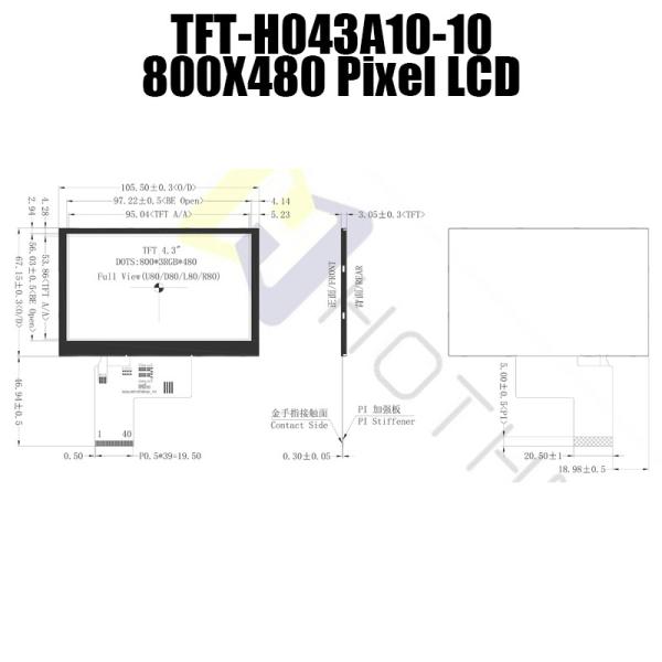 4.3 inch 800x480 TFT LCD Display Module With RGB Interface