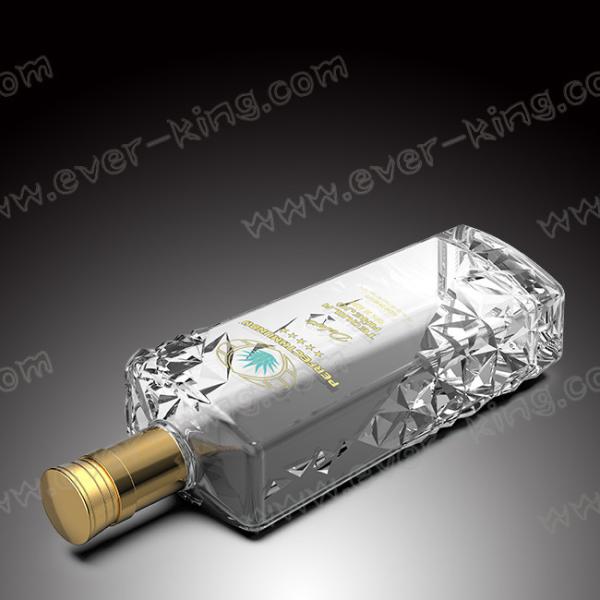Transparent Embossing Luxury Spirits Tequila Rectangular Bottle