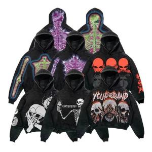 Black Digital Print Hoodie Sweatshirt Mens Streetwear Hoodies 300 Grams To 420