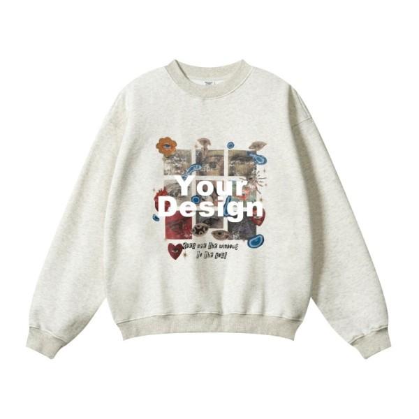 345G Oversize Vintage Art DTG Print Crewneck Sweatshirt | OEM ODM Custom Logo & Fabric Optional, Multiple Color Codes, Low MOQ