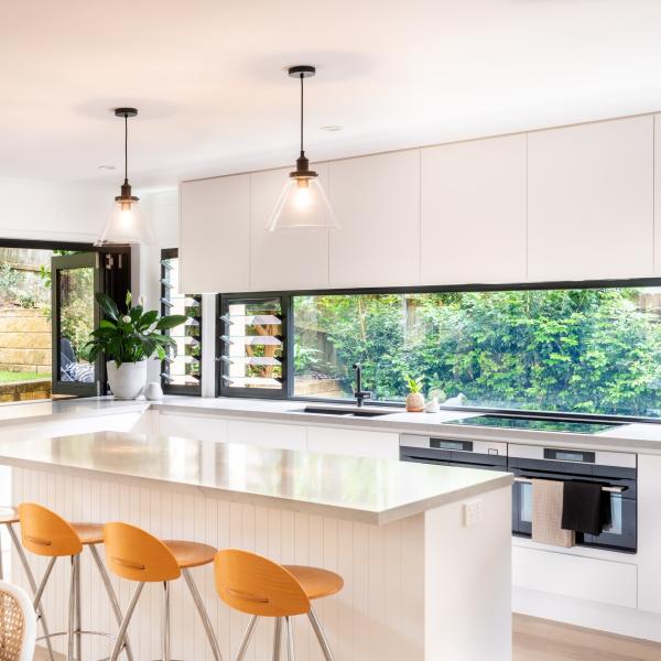 Indoor L Shape Melamine Kitchen Cabinet With Island 18mm HMR