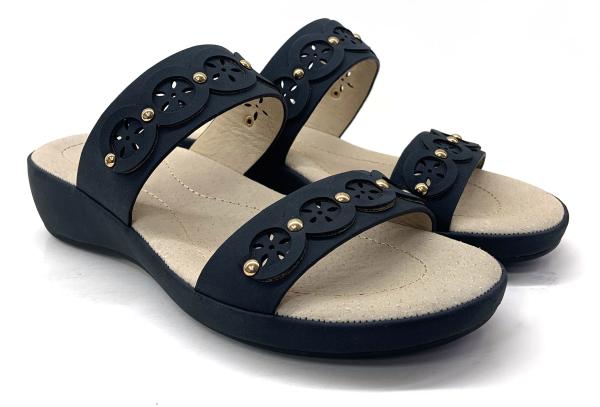 Conforto Ladies Summer Slip On Sandals With Flat Heel Sewing Soles (Sandálias de Verão com sola de tacão plano)