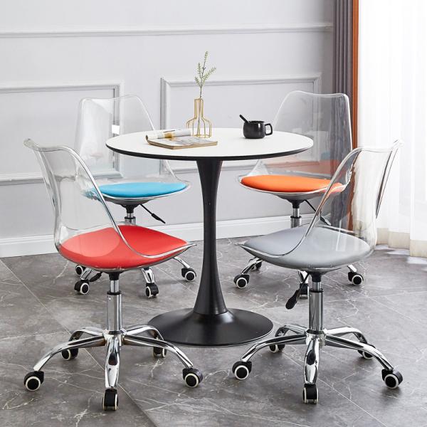 Modern Clear Acrylic Swivel Chair with Metal Base and PP Cushion