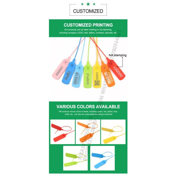 Customized Printing Logo Disposable Plastic Garment Security Seals Clothes Shoes Bags Hang Tags Zip Tie Plastic Seal