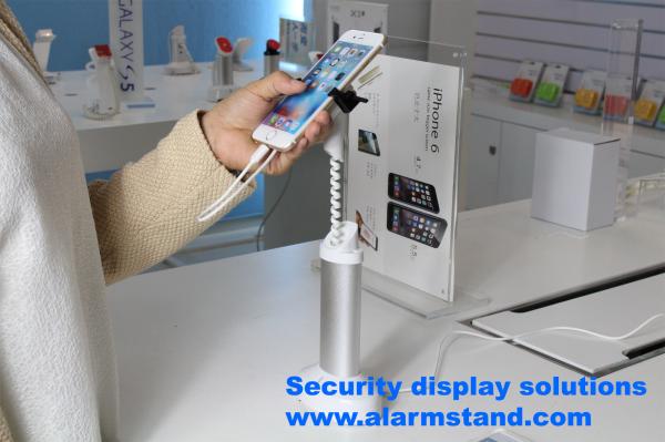 COMER anti-theft alarm destkop display security hand-phone holder stand with charging cables