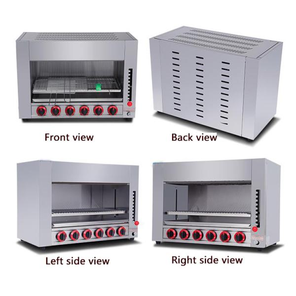 6 Горящий газовый инфракрасный саламандр Грилл Печь подъемник для пищевой промышленности