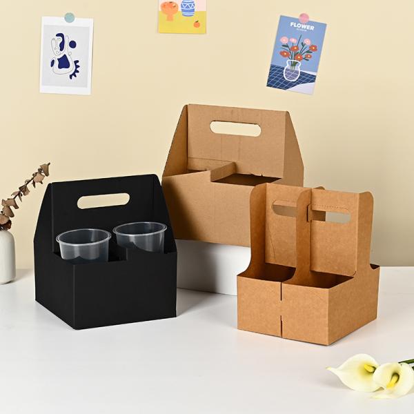 Portavasos de papel Kraft Portavasos de papel Kraft para comida a mano Portavasos de café