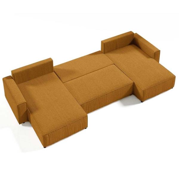U shape is popular in Europe and America Convertible panoramic Living room sofa with lilac ribbed velvet trunk sofa bed
