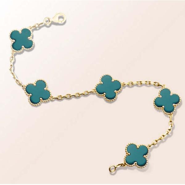 316L S.Steel Top Fashion turquoise clovers lucky flowr bracelet necklace jewelry set