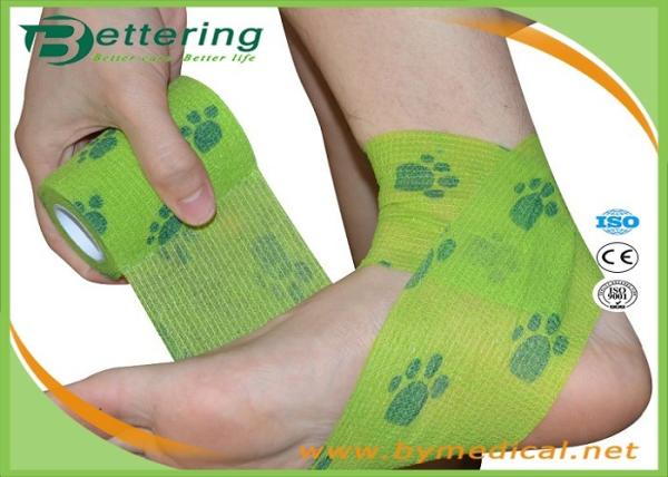 Flexible Stretch Bandage Wrap For Veterinary Pet / People With Dog Paw Printing