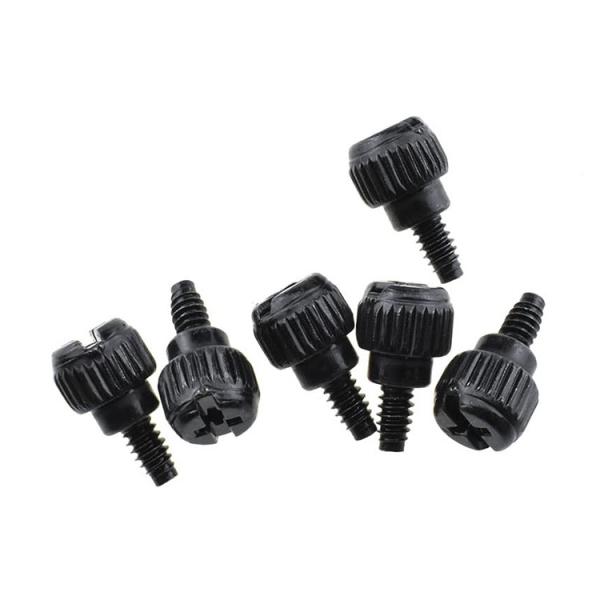 6-32 Parafusos para dedos de metal personalizados de zinco preto, para fixação e decoração em caixas de computador