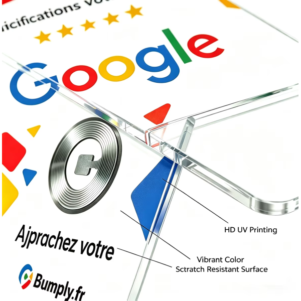 Premium Clear Acrylic NFC Business Card Custom Contactless Digital Feedback Stand NFC213 Chip Waterproof Google Business