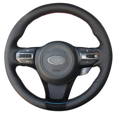 100% Fit Hand Stitched Artificial Leather Steering Wheel Wrap Cover for Kia K5 Optima 2014 2015