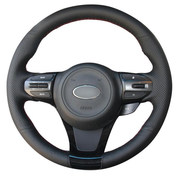 100% Fit Hand Stitched Artificial Leather Steering Wheel Wrap Cover for Kia K5 Optima 2014 2015