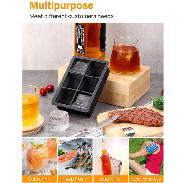 Square Ice Cube Trays Set BPA Free Reusable Mold for Whiskey Cocktails Bourbon Sample