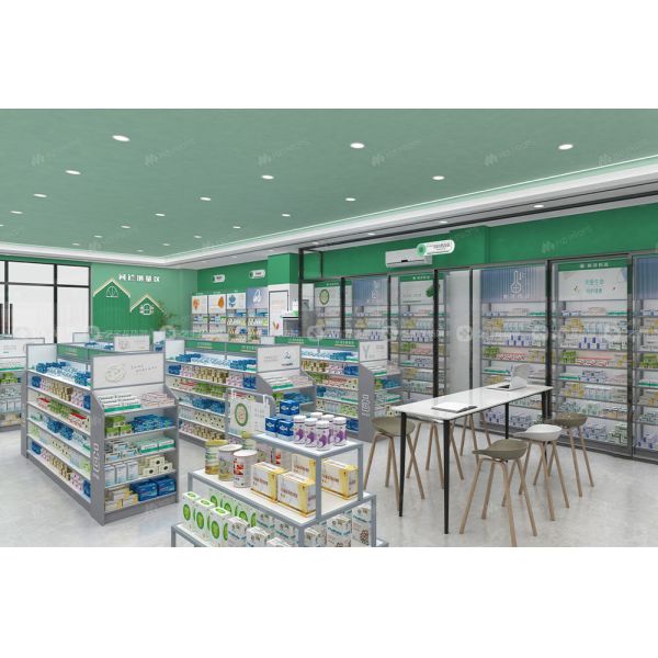 04-XDZYS011 Customized Drugstore Store Display Design Pharmacy Medicine Shelf Display Racks for Pharmacy