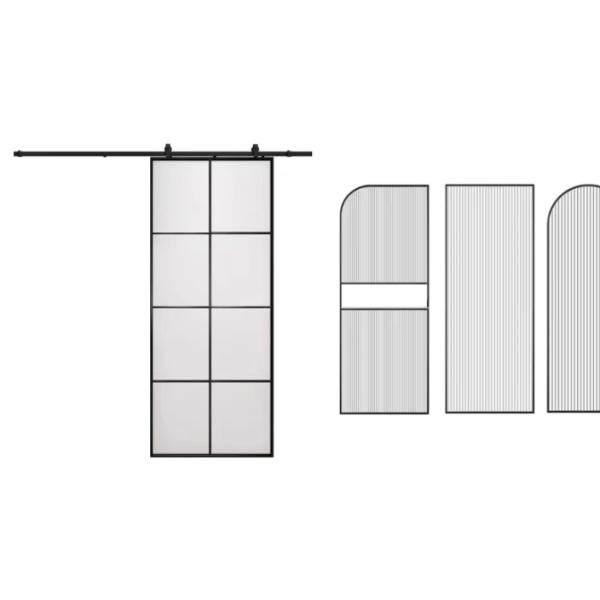 Double Track Aluminum Glass Sliding Door Interior Metal Soundproof