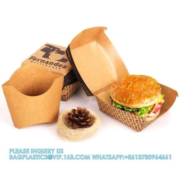 Paper Burger Box, Corrugated Hamburg Box 300gsm Paper Fast Food Disposable Paperboard 1-6 Colors Food Pack