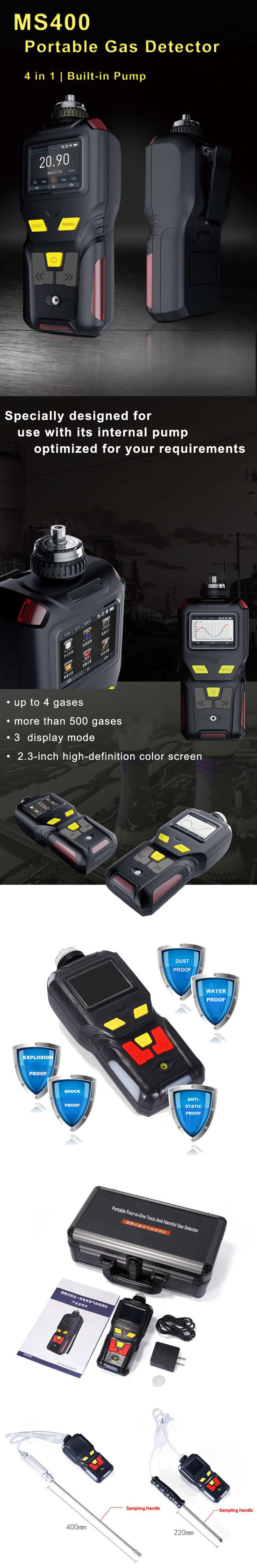 ATEX 4 в 1 портативном Multi сигнале тревоги IP65 зуммера доказательства пыли 4500mAh O2его CO H2S детектора газа БЫВШЕМ