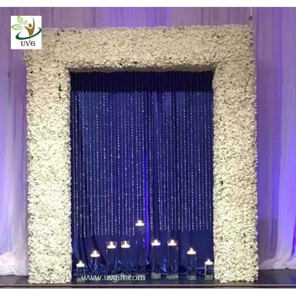 UVG cheap wedding backdrop design plastic grid artificial flower wall and arch for wedding decor CHR1142