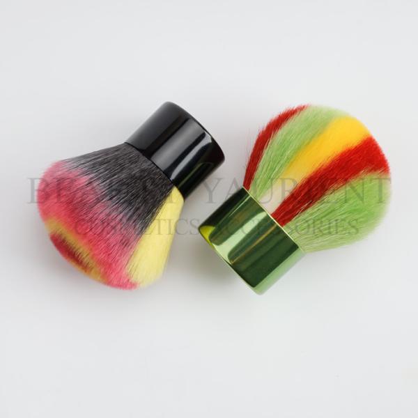 Colourful Hair Kabuki Makeup Brush For Powder Aluminum Handle