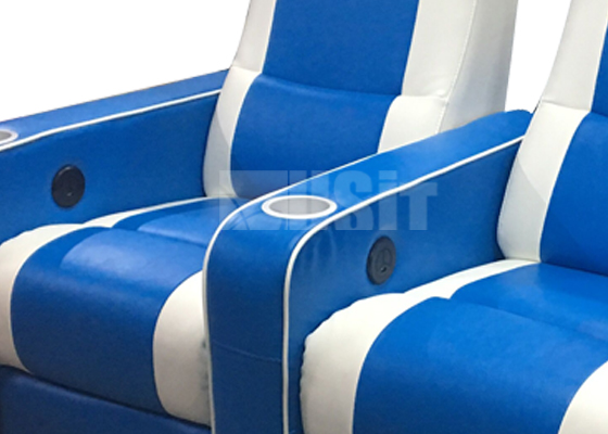 Стул Реклинер кожи Фаукс театра современный голубой и белое отличаемое руководство цвета