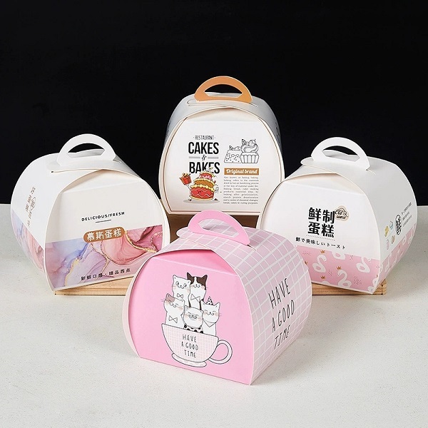 Dome Cake Boxes With Handle Portable Paper Packaging For Bakery