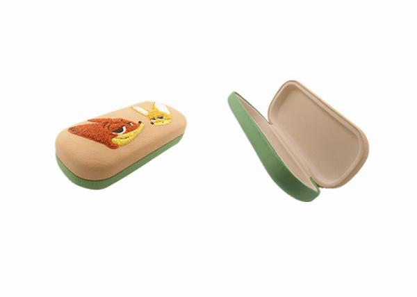 Iron Hard Glasses Case With Embroidery Cartoon Pattern Customized Color