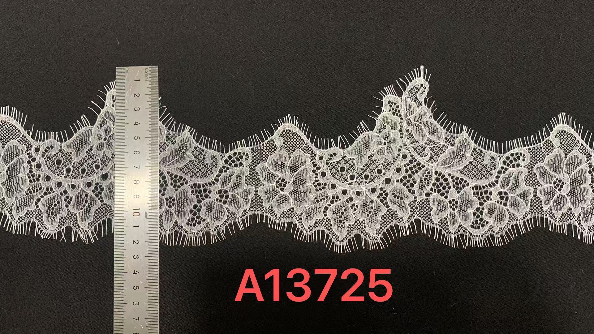 Pure White 12cm Width Hollow Floral Eyelash Lace Trim for Bridal Gown and